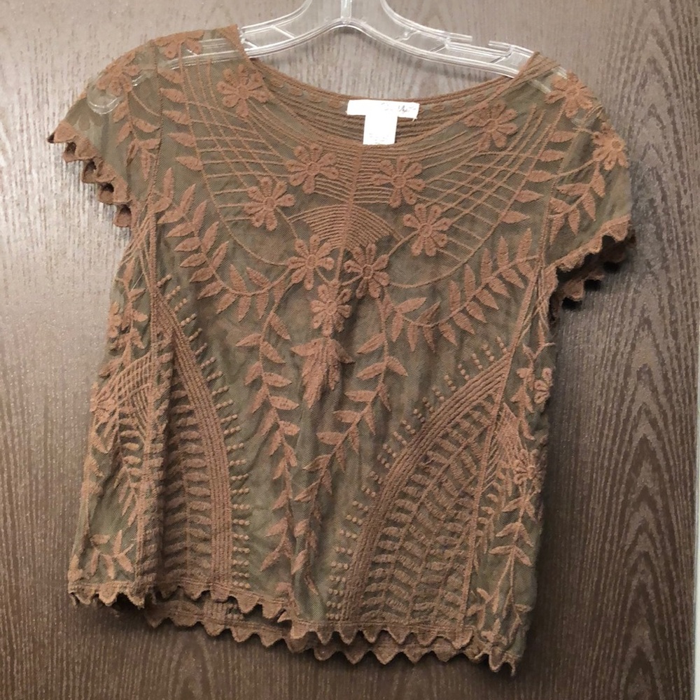 Say What Army Green Floral Top